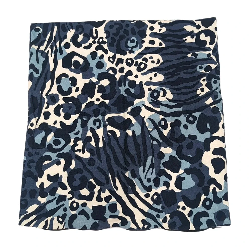 Ikea Kaphyacint Cotton Pillow Cover Indigo Navy Blue White Square No‎ Insert